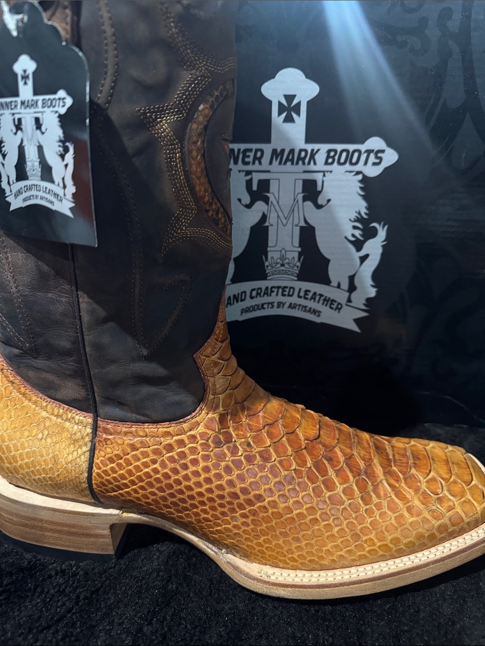 Men’s Tan/Brown Exotic Scale Western Boot by Tanner Mark Boots